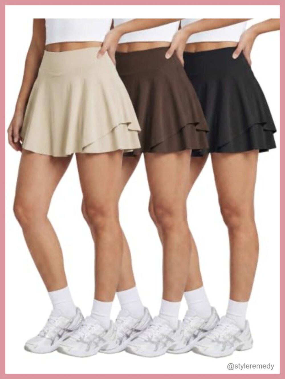 Women's 14" Layered Ruffle Pleated Tennis Golf Skorts with Pockets Athletic